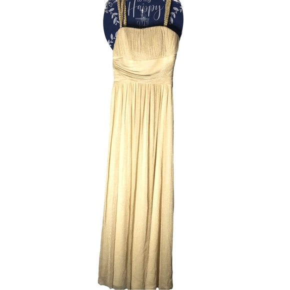 Windsor‎ gold shimmer long gown prom wedding medium - Picture 1 of 10